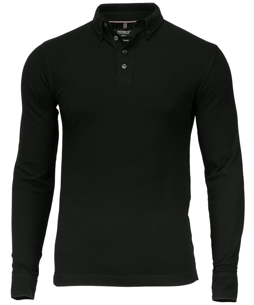[NB71MBLACS] Nimbus Carlington – deluxe long sleeve polo (S, Black)