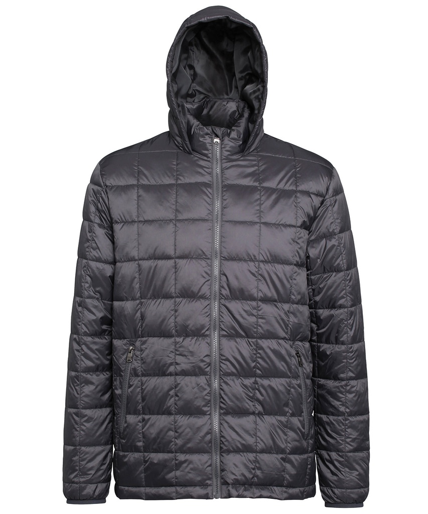 [TS025STEES] 2786 Box quilt hooded jacket (S, Steel)