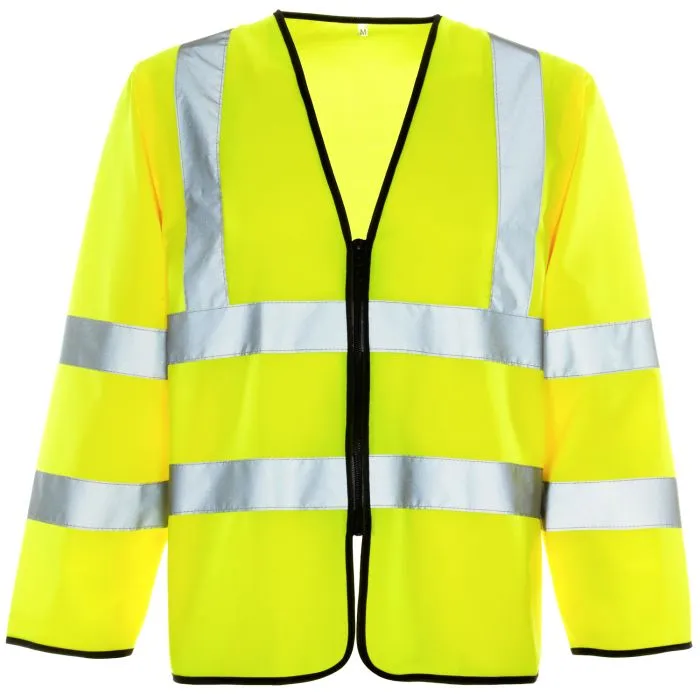 [32741] Supertouch Hi Vis Yellow Long Sleeved Zip Vest (Small)