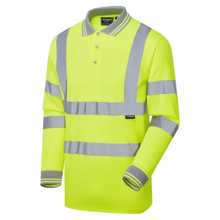 [35E41] Hi Vis Long Sleeve Bird Eye Polo Shirt (Small)