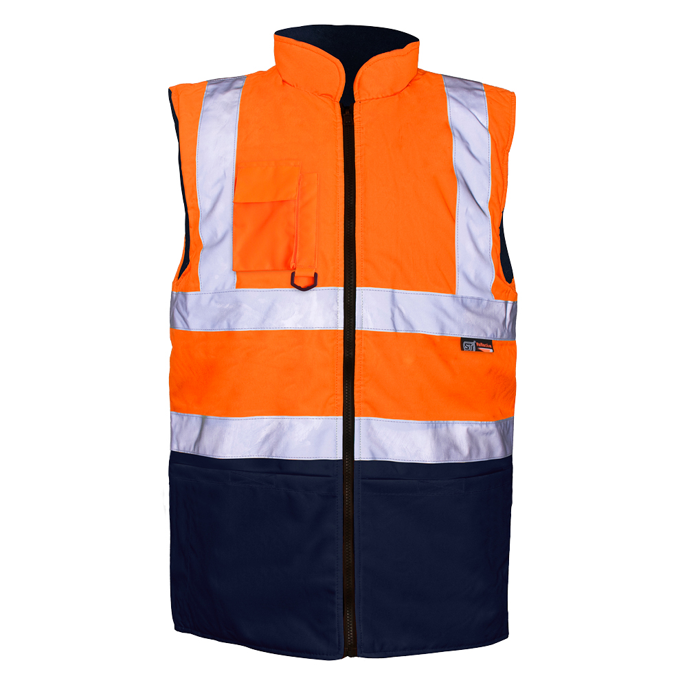 [SHV-10181] Supertouch Orange/Navy 2 Tone Bodywarmer (Small)
