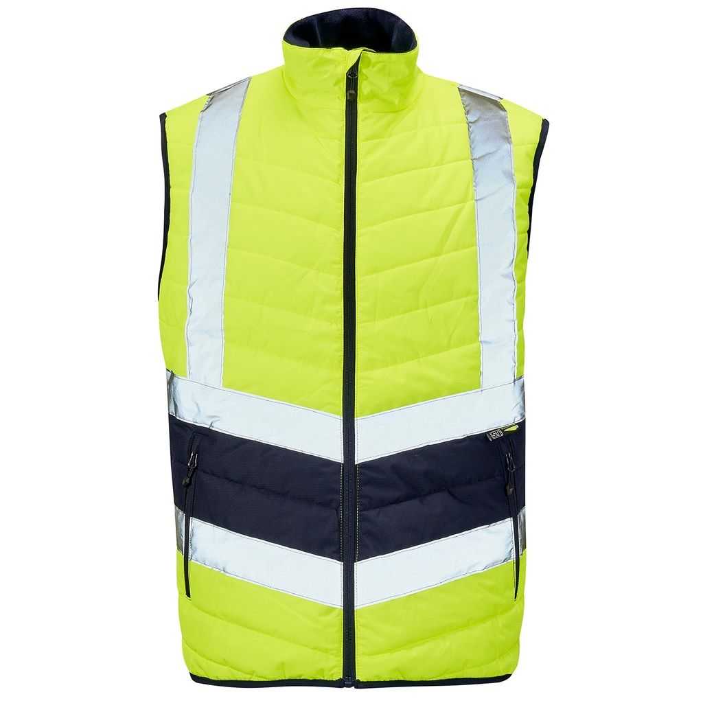 [SHV-10241] Supertouch Hi Vis Yellow 2 Tone Puffer Bodywarmer (Small)