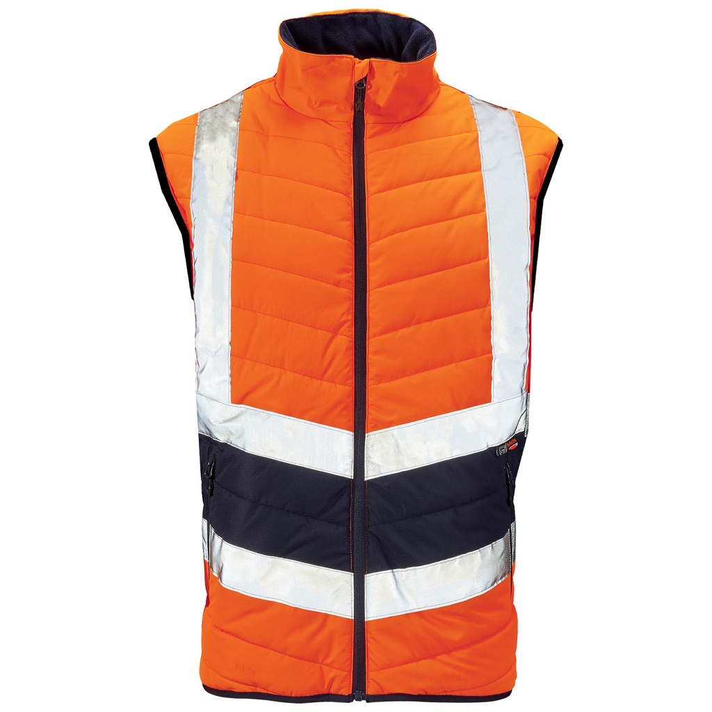 [SHV-10281] Supertouch Hi Vis Orange 2 Tone Puffer Bodywarmer (Small)