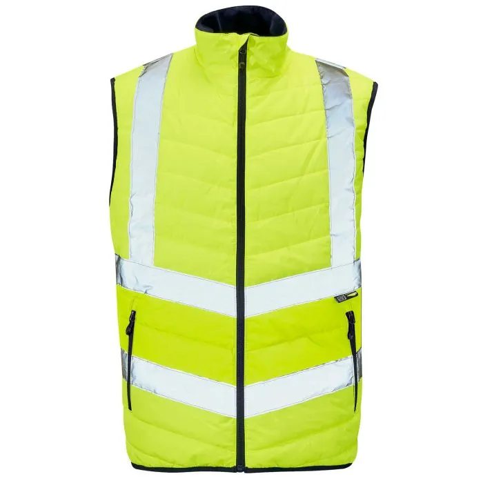 [SHV-10341] Supertouch Hi Vis Yellow 2 Tone Puffer Bodywarmer (Small)