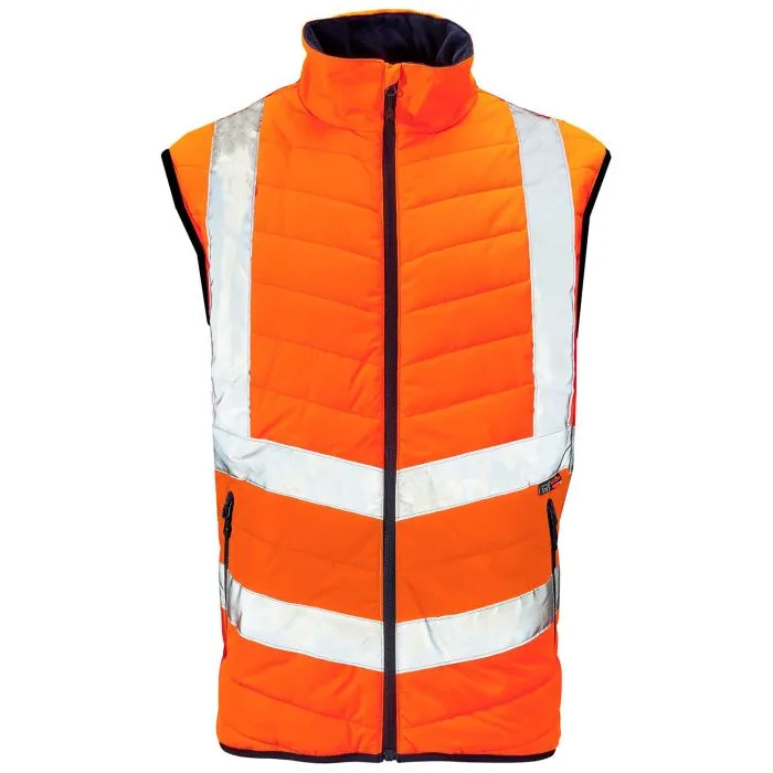 [SHV-10381] Supertouch Hi Vis Orange 2 Tone Puffer Bodywarmer (Small)