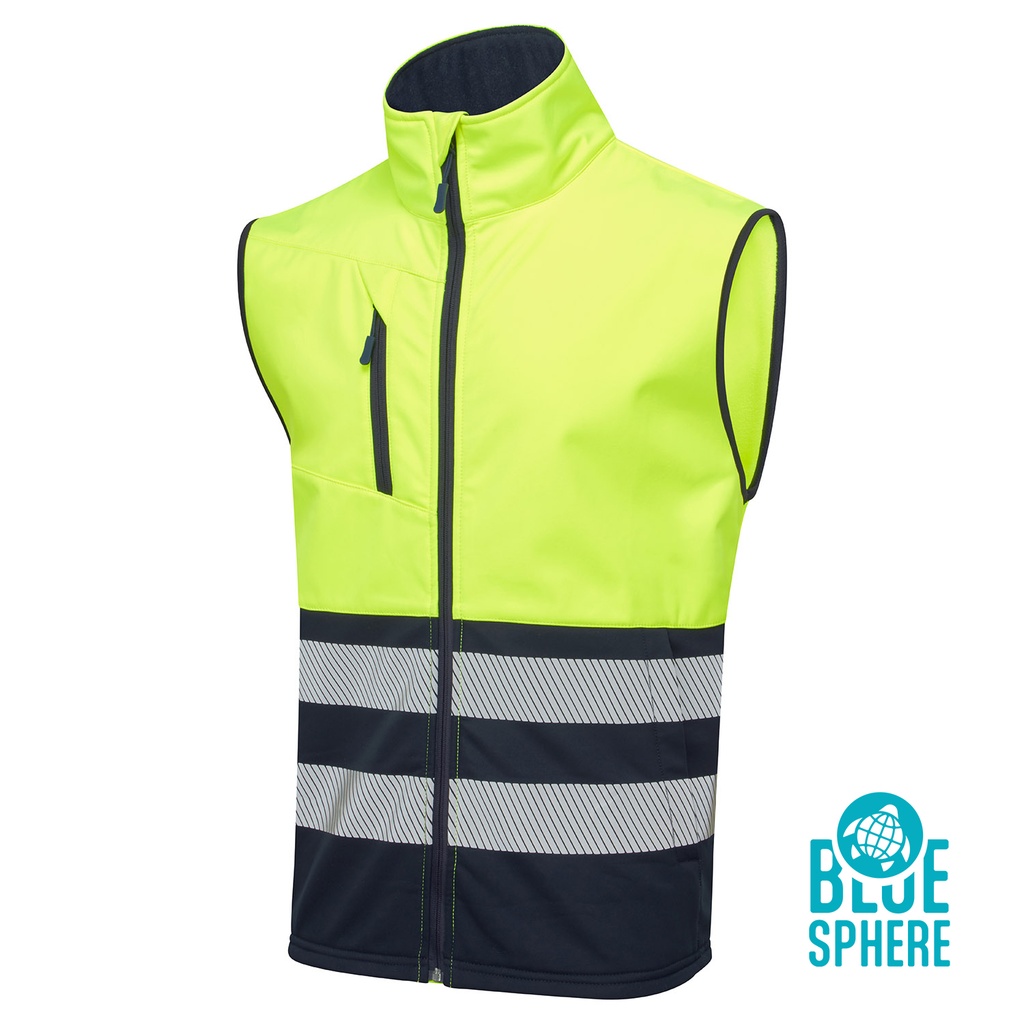 [SHV-104C1] Essentials Hi Vis Eco Coolair Yellow Softshell Gilet (Small, Yellow)