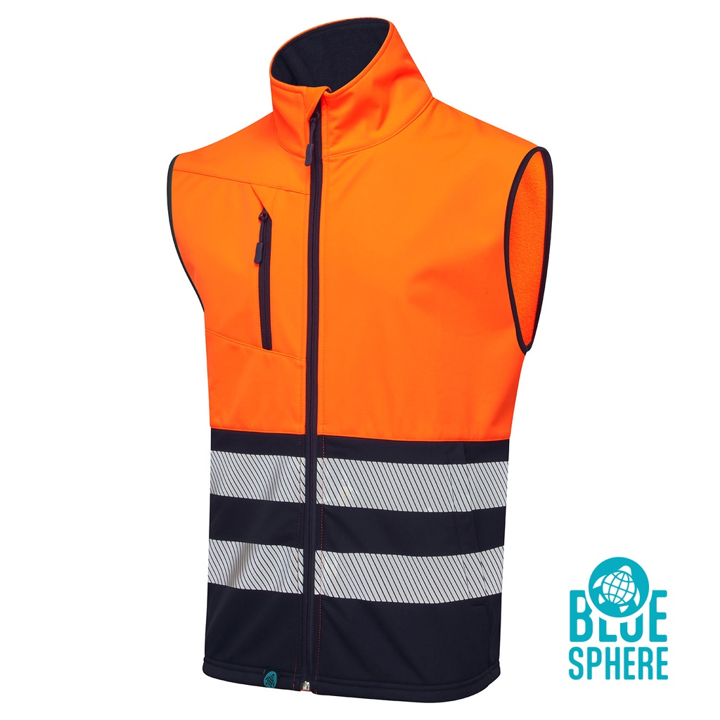 [SHV-104D1] Essentials Hi Vis Eco Coolair Orange Softshell Gilet (Small, Orange)