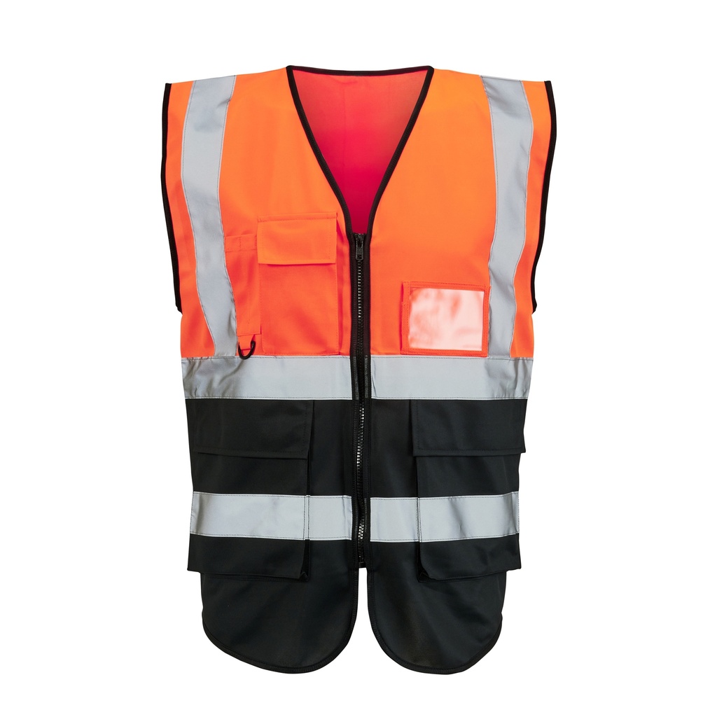 [SHV-25681] Hi-vis 2 tone executive vest (Small, Orange/Black)