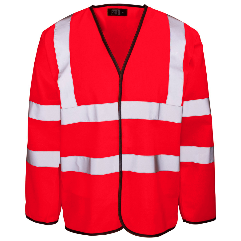 [SHV-25721] Supertouch Hi Vis Red Long Sleeved Velcro Vest (Small)