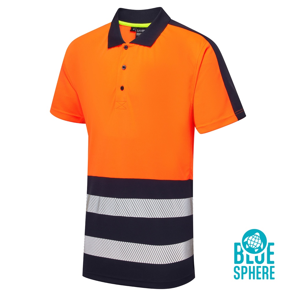 [SHV-303D1] Essentials Hi-Vis Eco Coolair Orange Polo Shirt (Small, Orange)