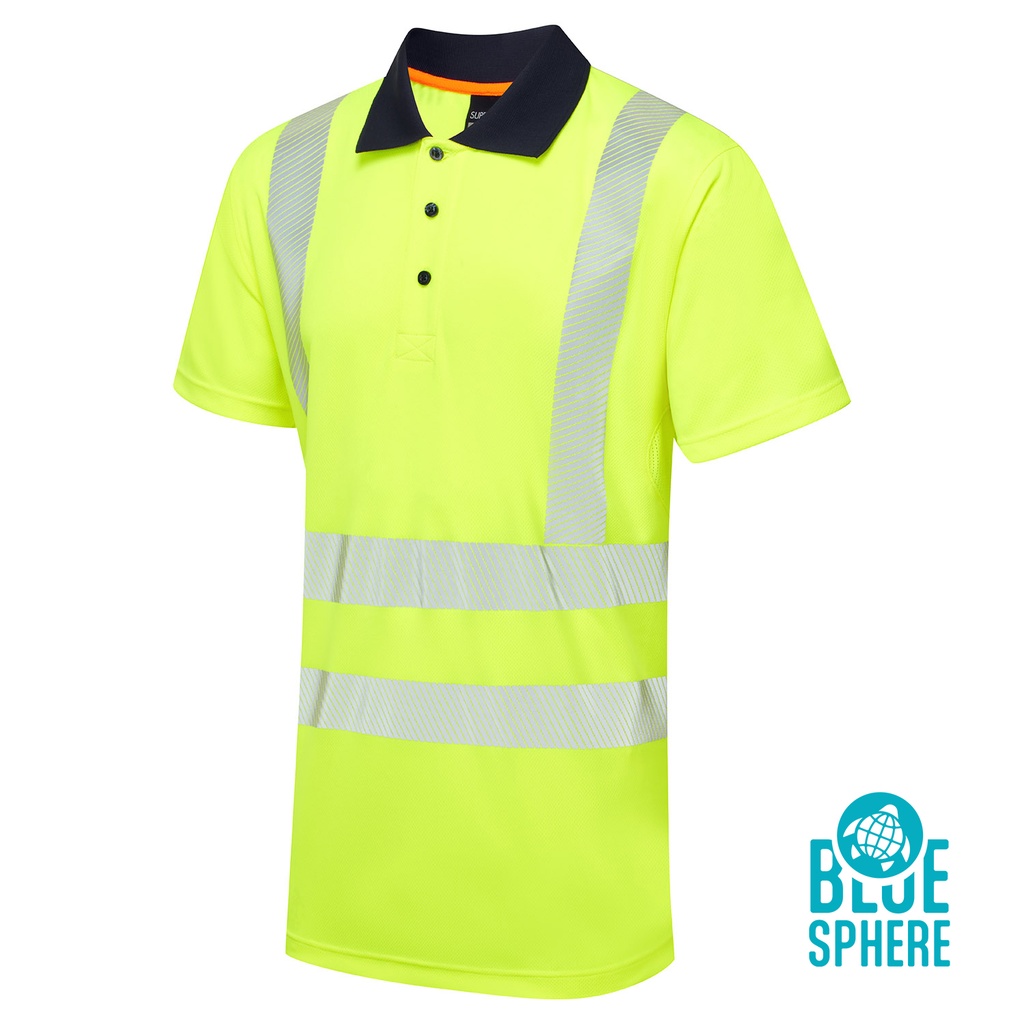 [SHV-30441] Essentials Hi-Vis Eco CoolMax Yellow Polo (Small, Yellow)