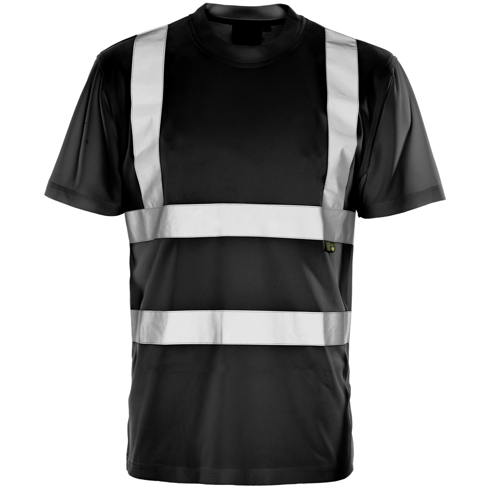 [SHV-35171] Supertouch Hi Vis Black Bird Eye T-Shirt (Small)