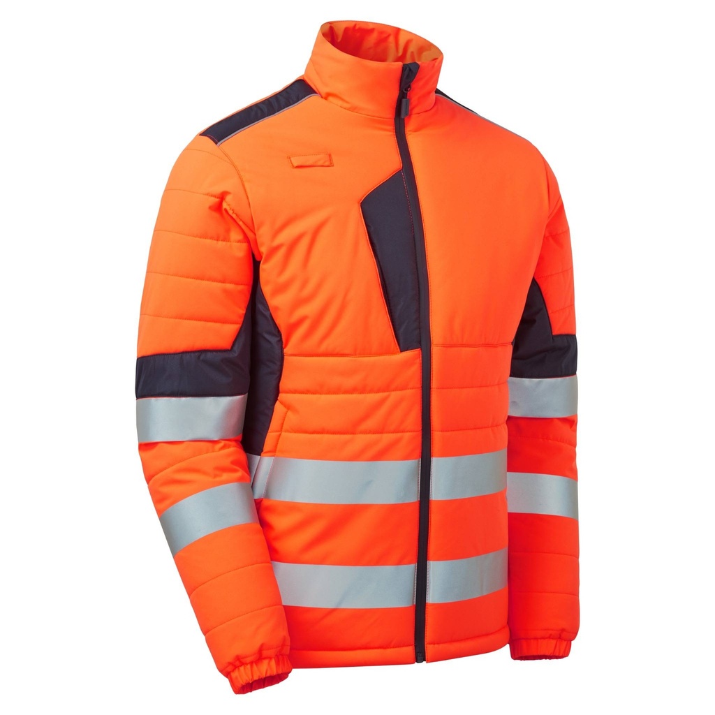 [SYH-058D1] System High Vis Eco Two Tone Orange Thermal Baffle Jacket