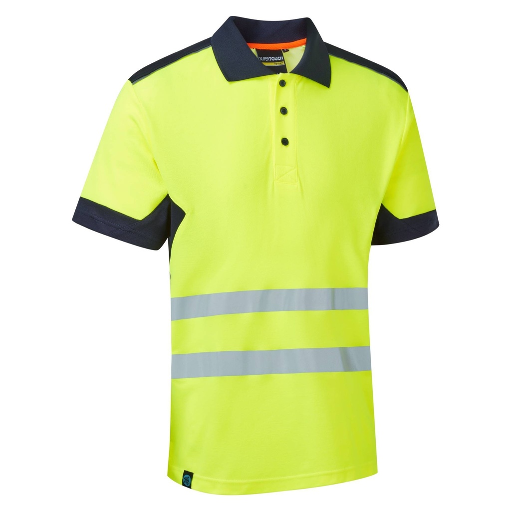[SYH-304C3] System Hi-Vis Eco Yellow CottonCool Short Sleeve Polo