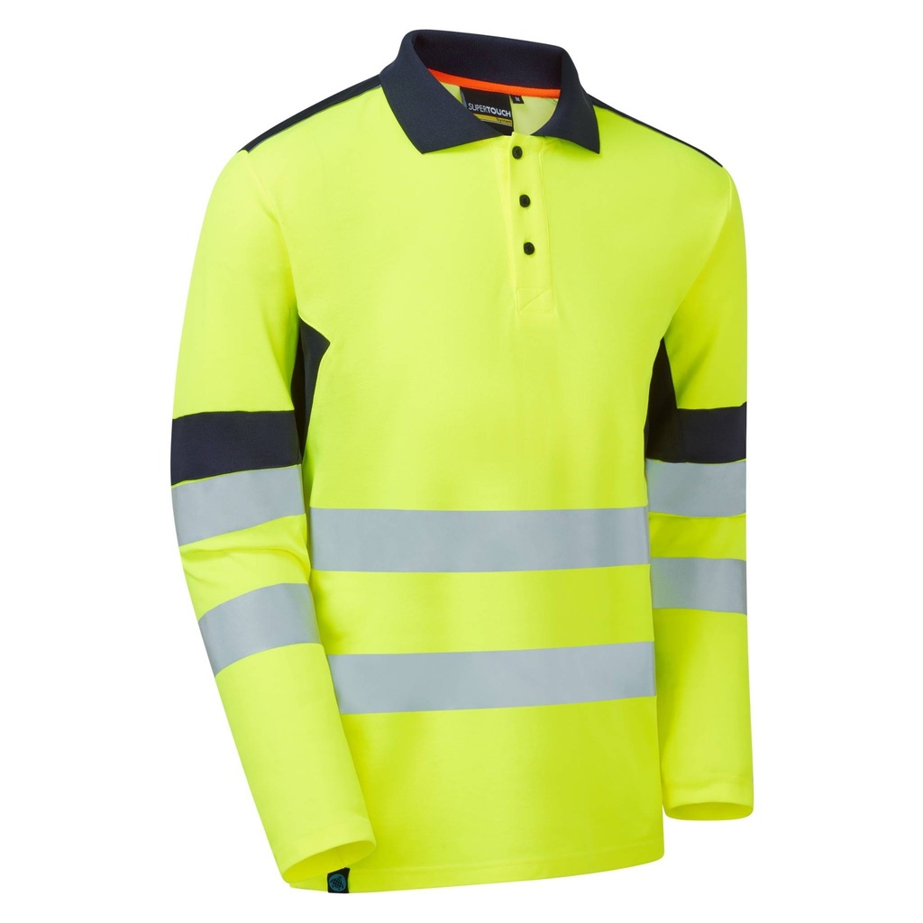 [SYH-305C1] System Hi-Vis Eco Yellow CottonCool Long Sleve Polo (Small)