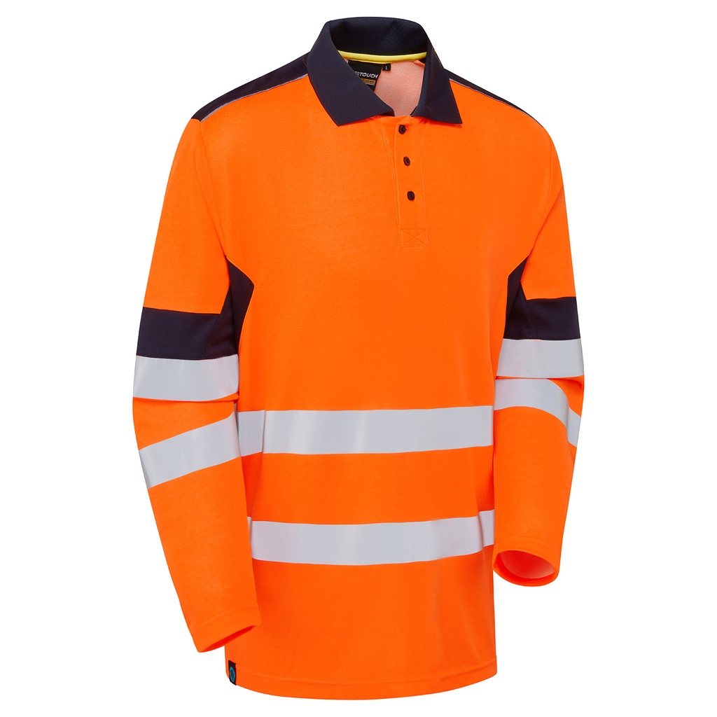 [SYH-305D1] System Hi-Vis Eco Orange CottonCool Long Sleeve Polo (Small)