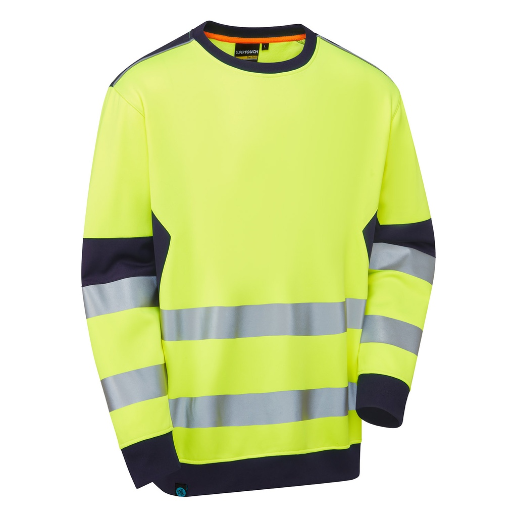 [SYH-654C1] System Hi-Vis ECO Crew Neck Yellow Sweatshirt (Small)