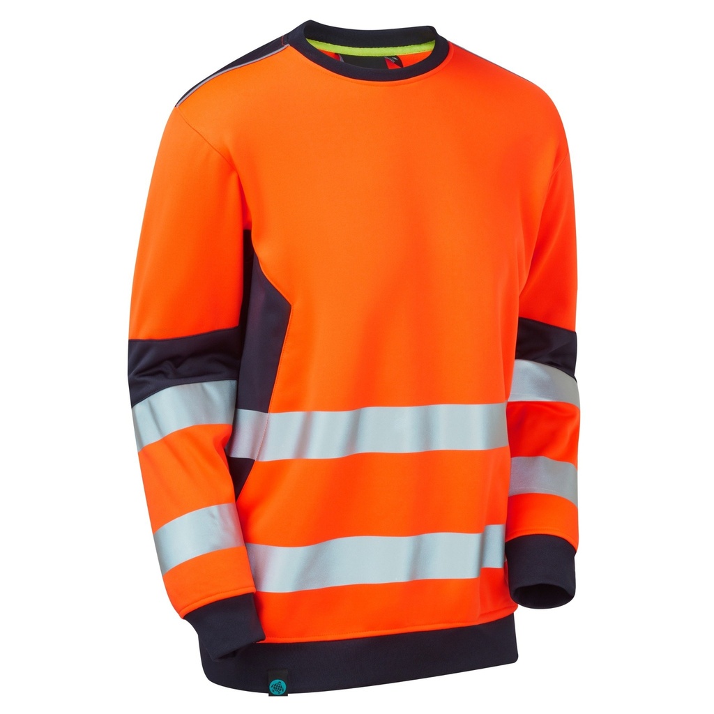 [SYH-654D1] System Hi-Vis ECO Crew Neck Orange Sweatshirt (Small)