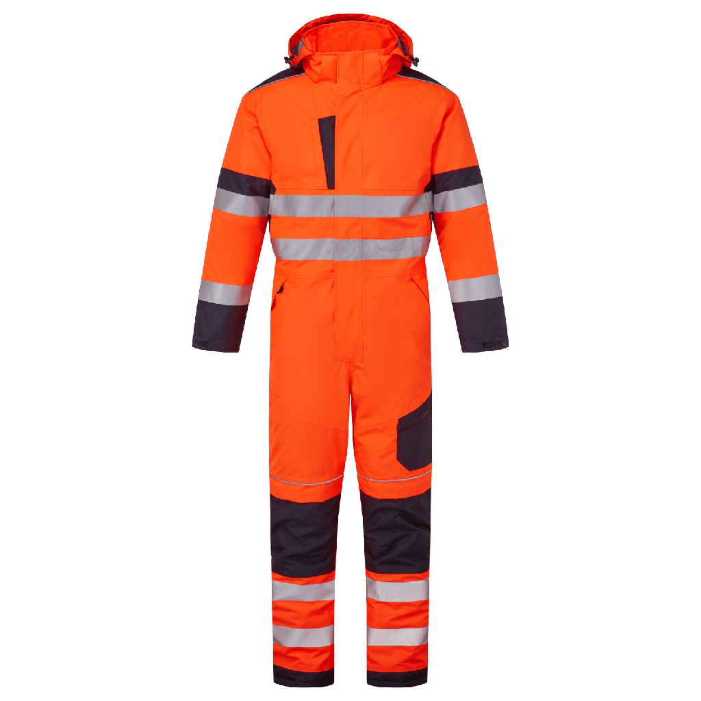 [SYS402-ONS] System Hi Vis Eco Insulated Orange/Navy Coverall (Small, Orange/Navy)