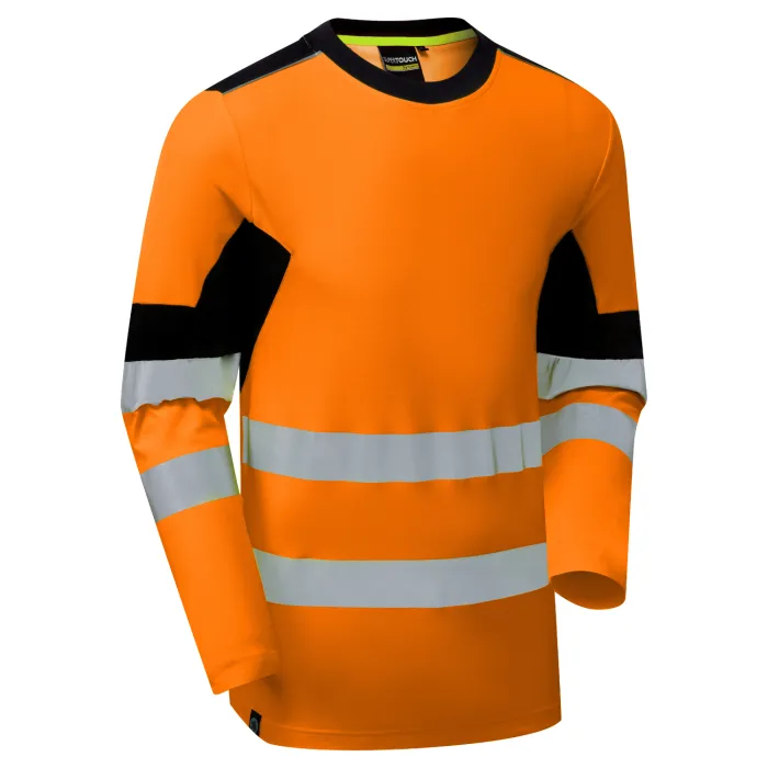 [SYS602 ONS] System Hi-Vis Eco Insulated Long Sleeve Cotton Cool Orange/Navy T-Shirt (Small)