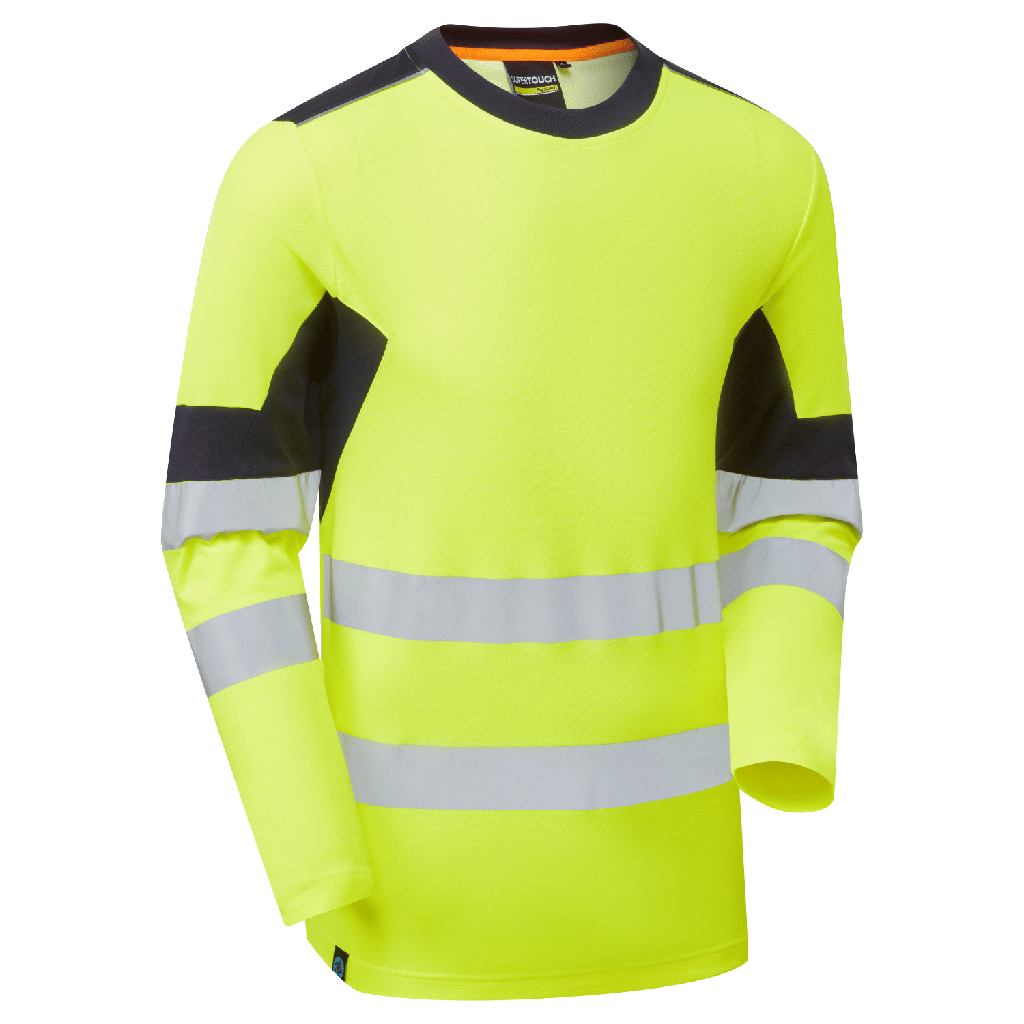 [SYS602 YNS] System Hi-Vis Eco Insulated Long Sleeve Cotton Cool Yellow/Navy T-Shirt (Small)