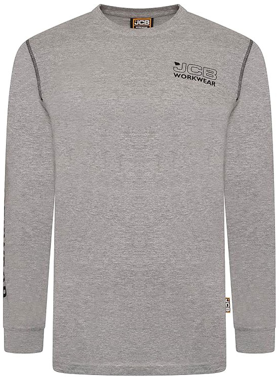 [JCBBT/G-S] JCB Workwear Banner Long Sleeve T-Shirt (S, Grey)