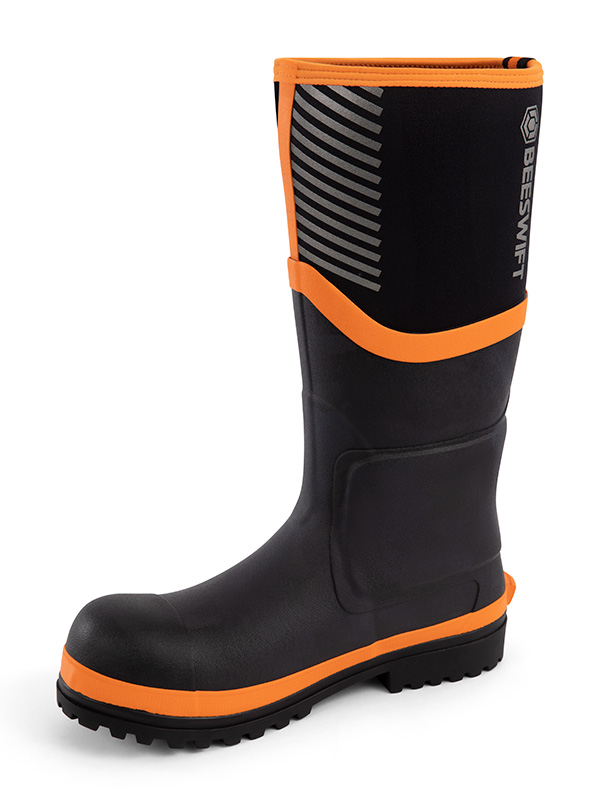 [CF501BL03] Neo Force Neoprene Fully Safety Wellington (3, Black/Orange)
