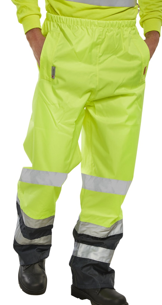 [BETSYNS] Beeswift Belfry Two-Tone Hi-Vis Waterproof Trousers (S, Saturn Yellow / Navy)