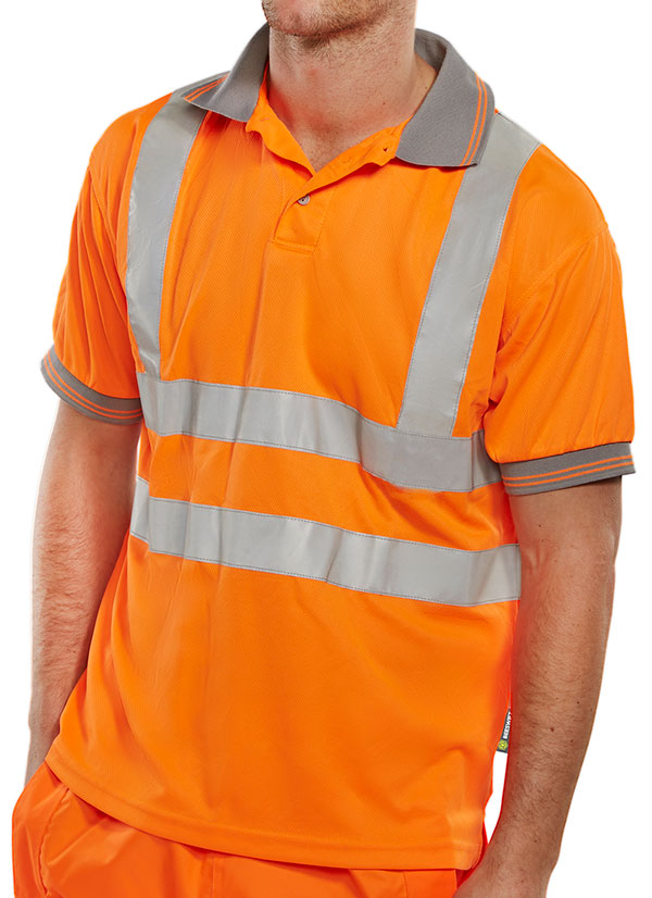 [BPKSENORS] Beeswift Short Sleeve Hi-Vis Polo Shirt (S, Orange)