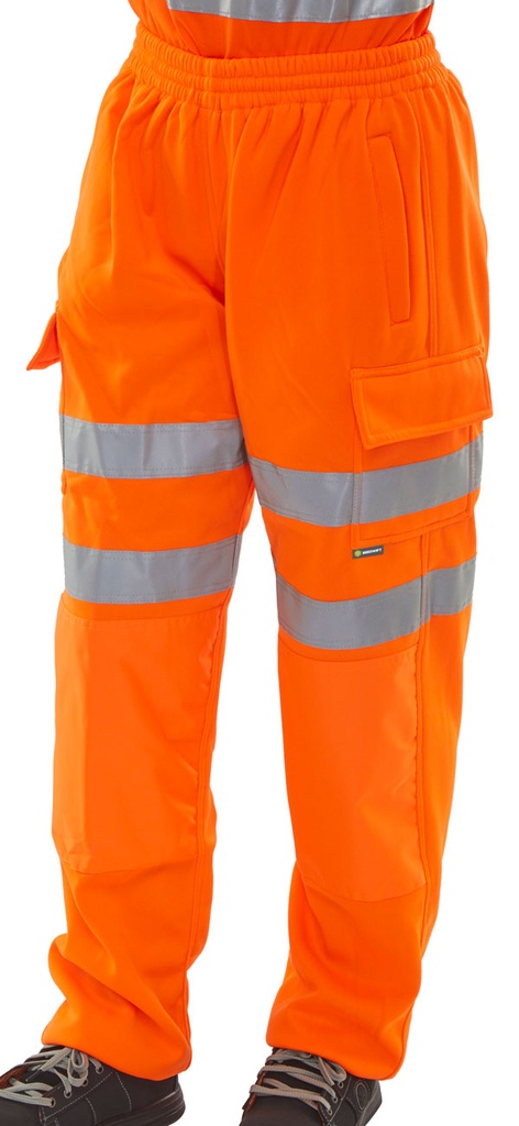 [BSJBORS] Beeswift Fleece Jogger Hi-Vis Trousers (S, Orange)