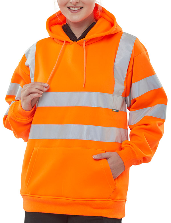 [BSSSH25ORS] Beeswift Essential Pull-Over Hi-Vis Hoodie (S, Orange)