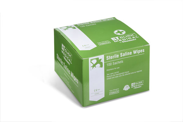 Click Medical Sterile Saline Wipes Box 100 (100 Pack)