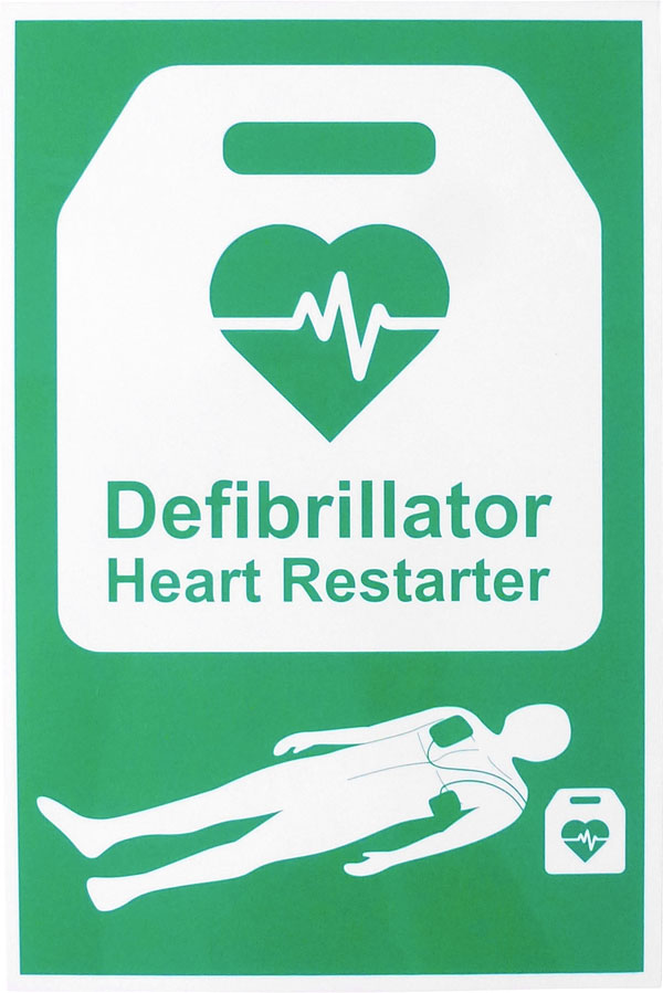 [CM1328] Click Medical External Defibrillation Sign Rigid Plastic