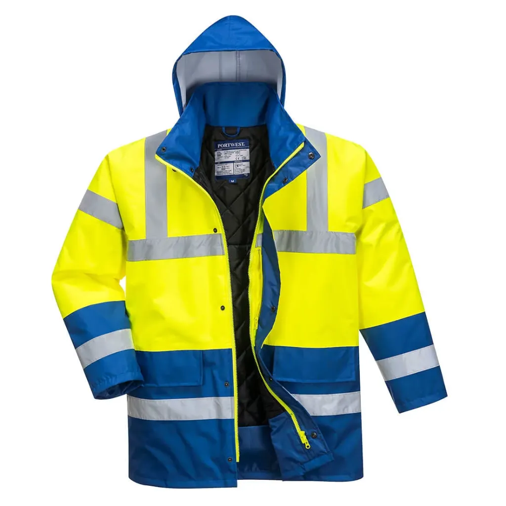 S466 - Hi-Vis Contrast Winter Traffic Jacket (Yellow/Royal Blue, S)