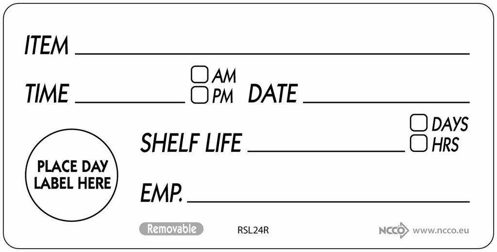 [BC-NRSL24R] 50 X 100mm Removable Shelf Life Label (500)