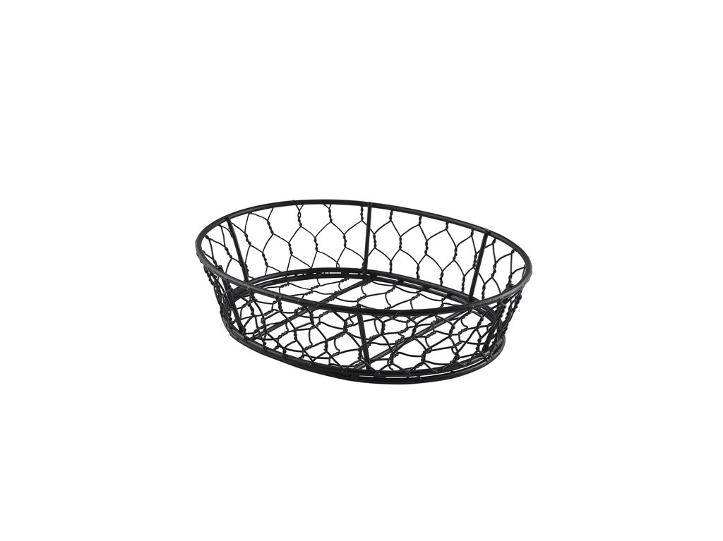 [BC-NWB2418BK] Genware Oval Black Wire Basket 24 x 18 x 6cm (Pack of 6)