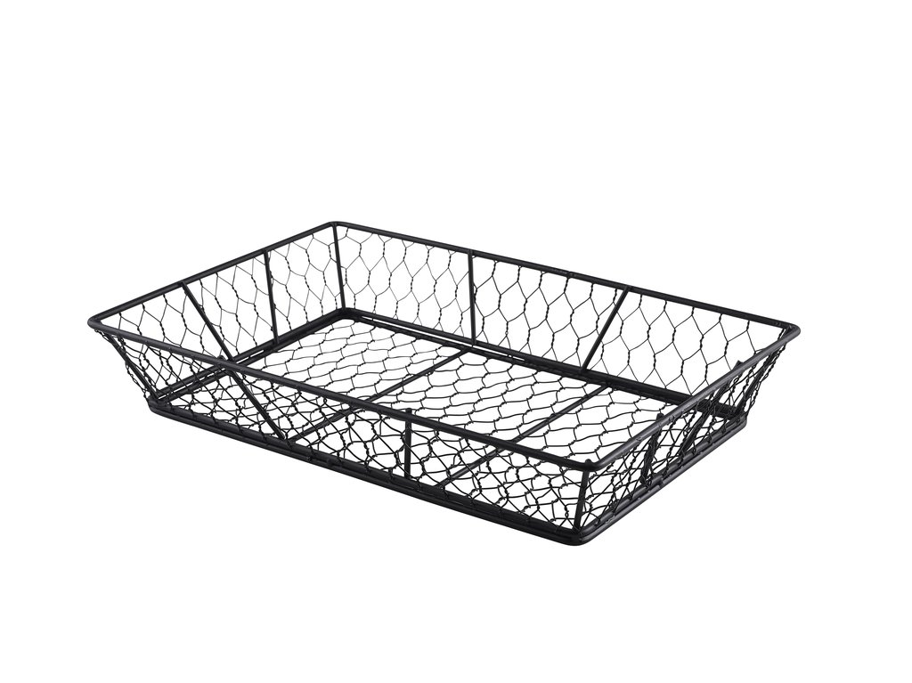 [BC-NWB3121BK] Genware Rectangular Black Wire Basket 31.5 x 21.5 x 6cm (Pack of 6)