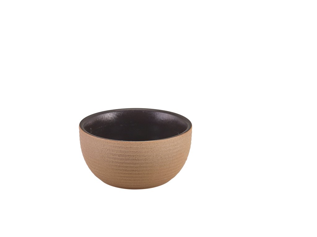 [BC-NBW-KBKR11] GenWare Kava Black Stoneware Ribbed Round Bowl 11.5cm (Pack of 6)