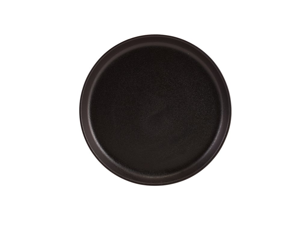 [BC-NPR-KBKR25] GenWare Kava Black Stoneware Ribbed Plate 25cm (Pack of 6)
