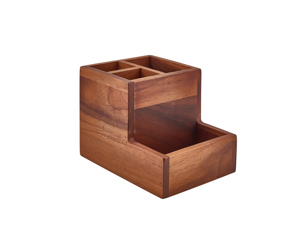 [BC-NWTC-4] GenWare Acacia Wood 4 Compartment Table Caddy