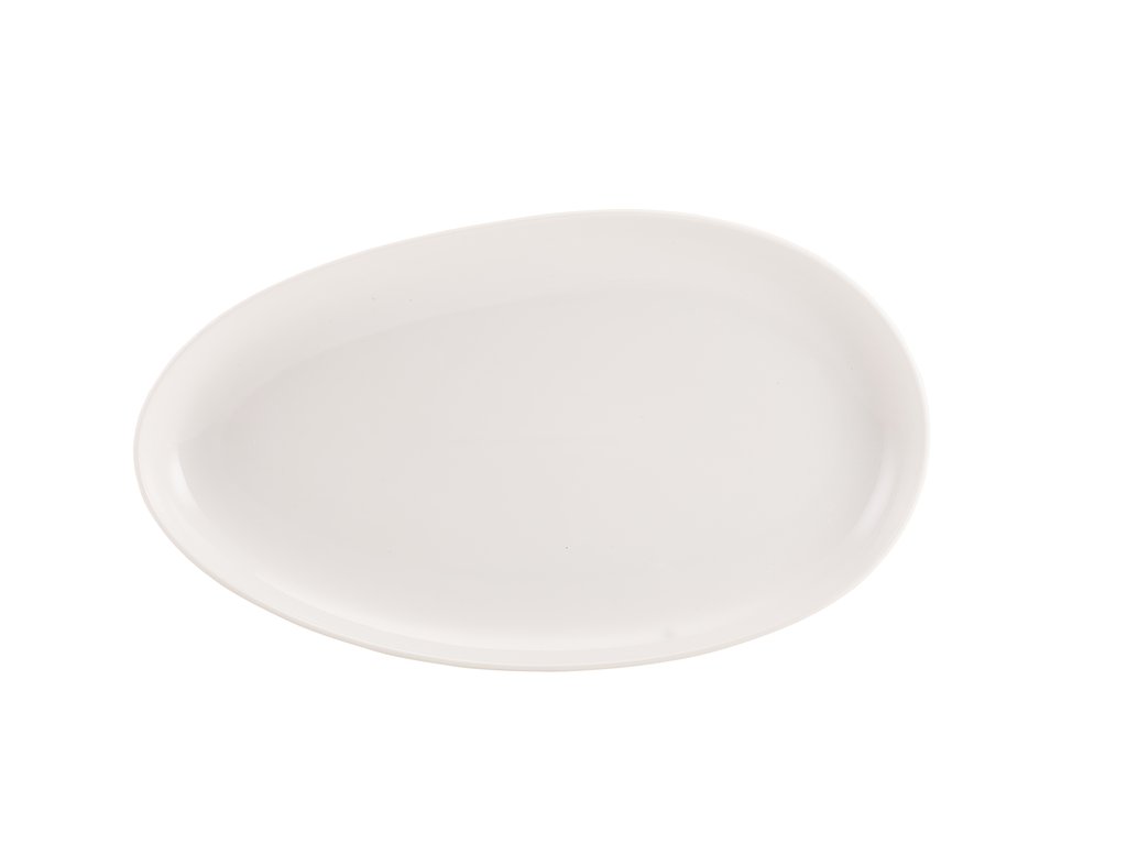 [BC-N114734] Genware Porcelain Organic Oval Plate 34.5cm/ 13.5" (Pack of 4)