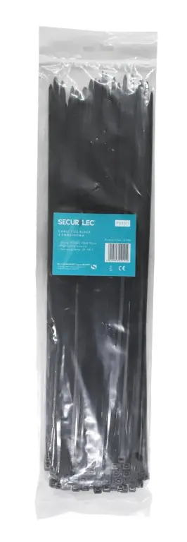 [T-CTB370X5] Cable Ties Black (100) 4.8mm x 370mm