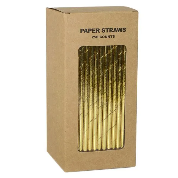 Solid Gold Paper Straws [250 pack]