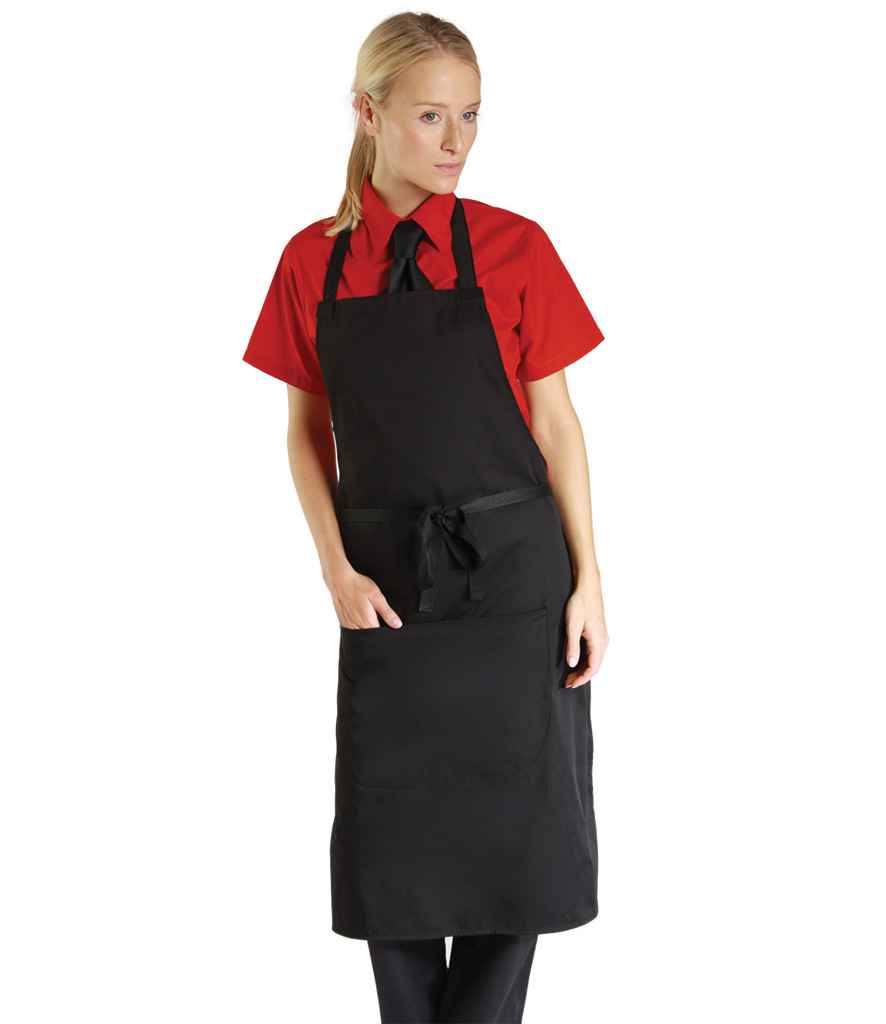 [DE121 BLK ONE] Dennys Bib Apron with Pocket