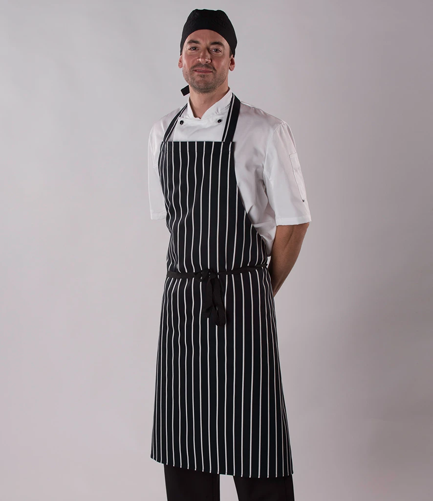 [DE145 NV/WH ONE] Dennys Stripe Bib Apron
