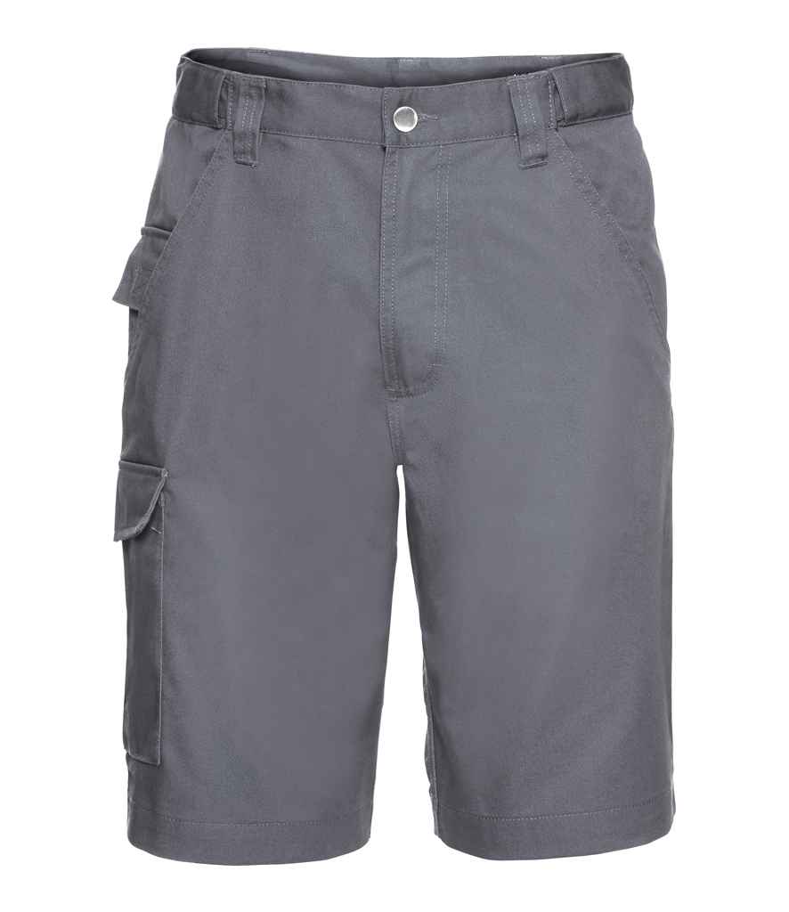 [002M CVY 28] Russell Workwear Poly/Cotton Shorts (Convoy Grey, 28)