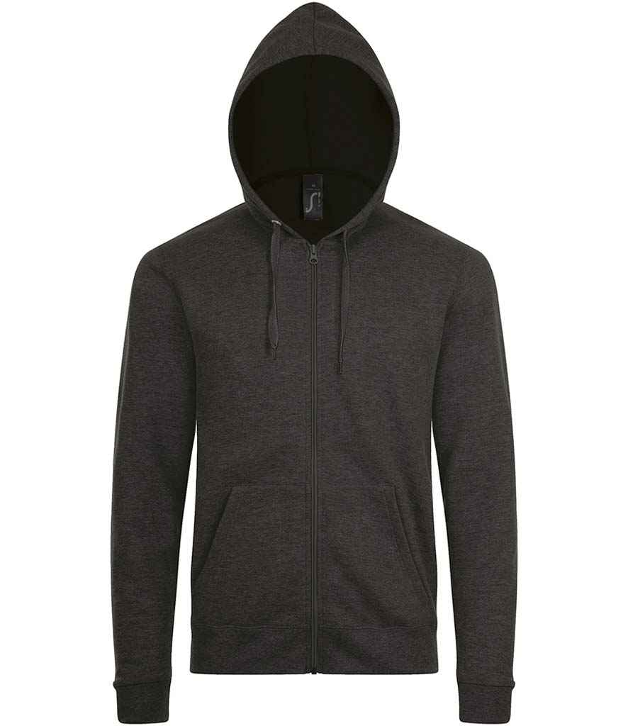 [01714 CHM XS] SOL'S Stone Zip Hooded Sweatshirt (Charcoal Marl, XS)