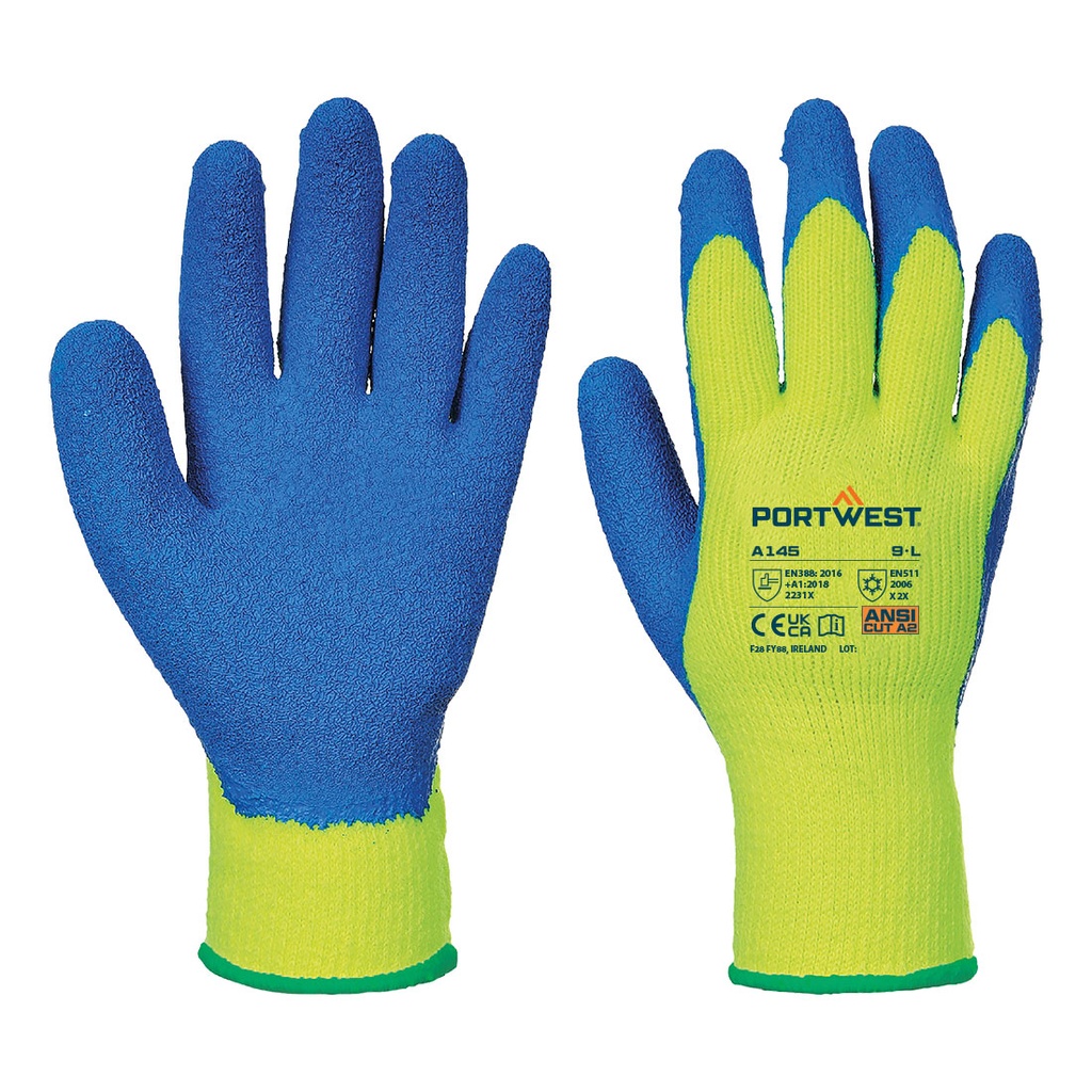 [A145Y4RM] Portwest Cold Grip (Yellow/Blue, M)