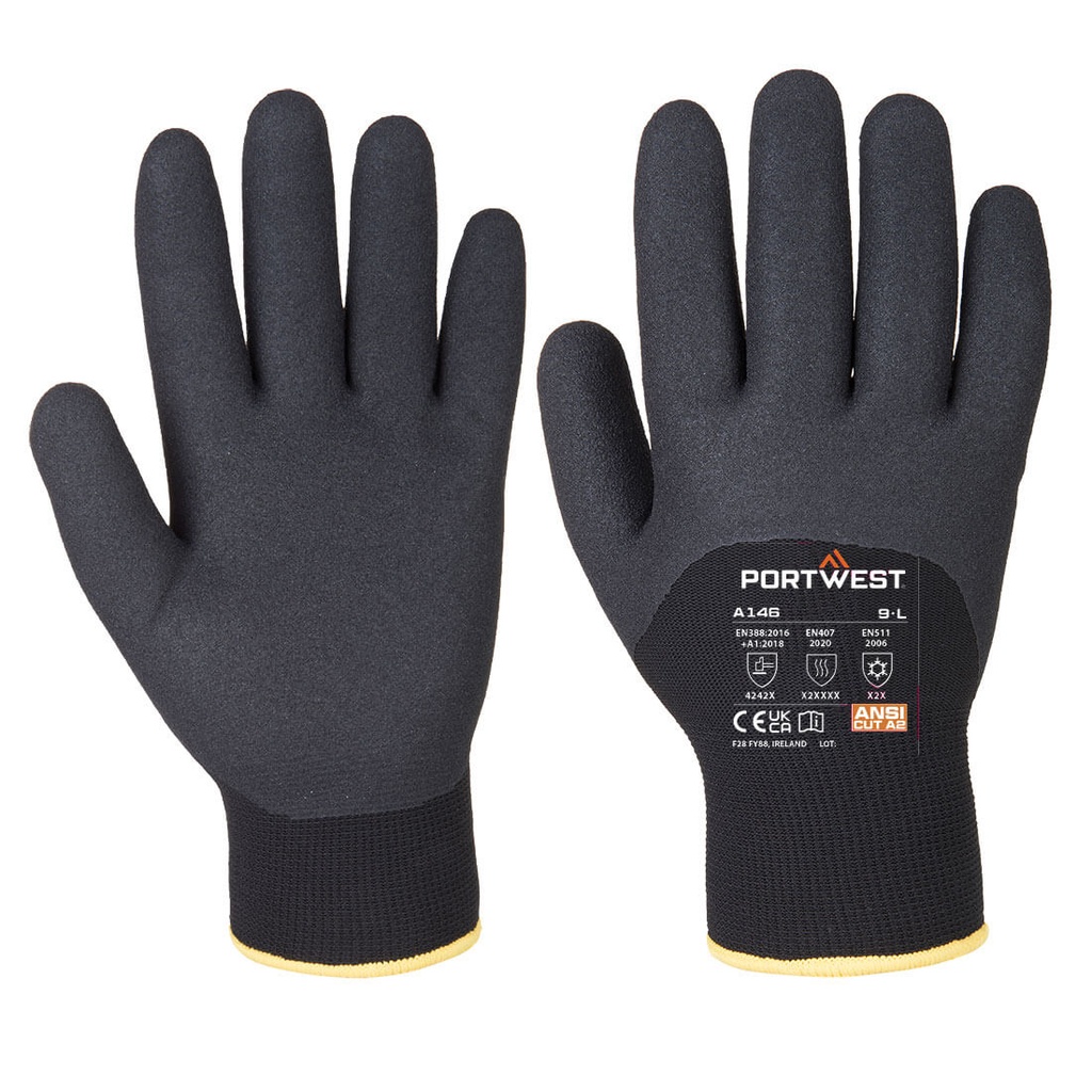 [A146BKRM] Cold 15 Nitrile Sandy 3/4 Dipped Glove (Black, M)