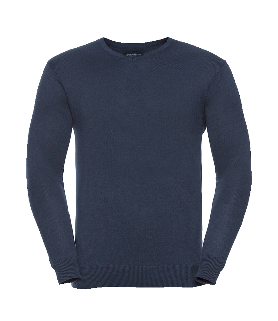 [W-PC710M] Russell Collection Cotton Acrylic V Neck Sweater 710M